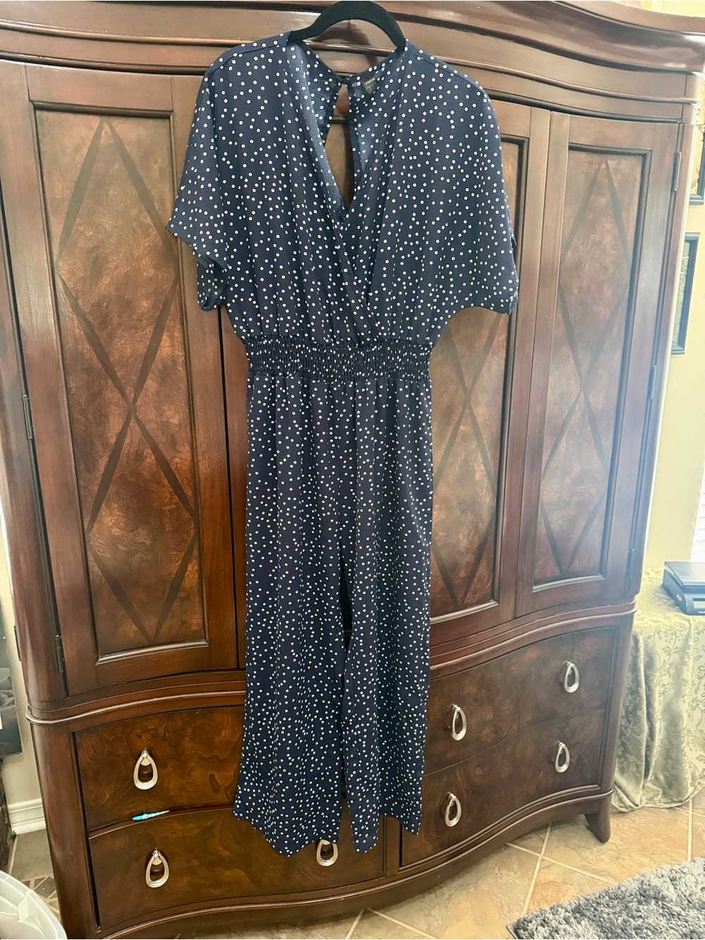 Polka Dot Navy Women's Jumpsuit XL EUC